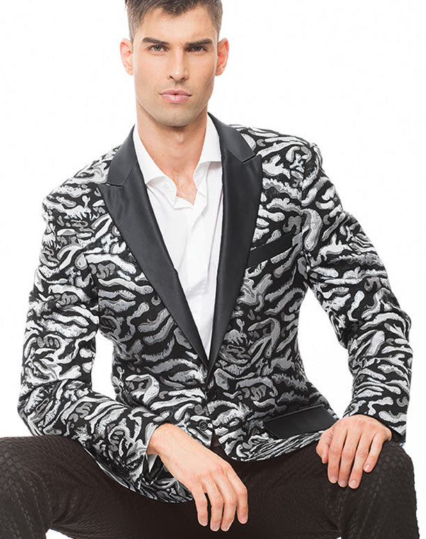 Men's Tuxedo Blazer - Wedding - Prom - Jacket - TIG2 Silver - ANGELINO