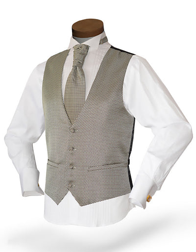 Men's Vest Set - Prom - Wedding - Homecoming- Dot Cream - ANGELINO