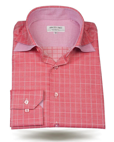 Men's Cotton Shirts - Double Collar Red - ANGELINO