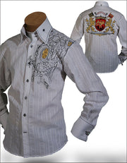 Men' Fashion shirt Lion White - ANGELINO