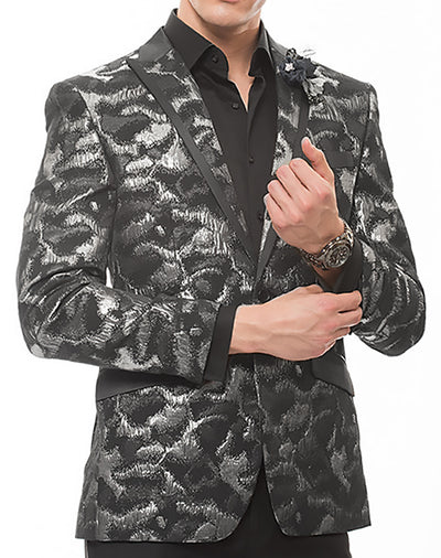 Men's Sport Coat - Blazer - Prom - Jacket - Spark Silver - ANGELINO