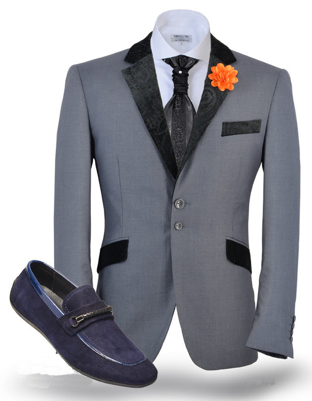 Tuxedo Blazer, V. Collar Gray - Prom - Wedding - ANGELINO