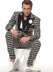Prom Suits Houndstooth White and Black - Fashion Suits for Men - ANGELINO