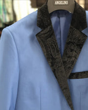 Men's Solid Blazer - VC Quilt Blue - Tuxedo blazer - Dinner Jacket - ANGELINO