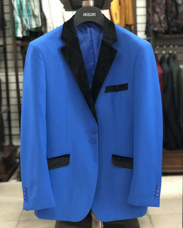 Men's Solid Blazer - VC Royal Blue - Tuxedo blazer - Dinner Jacket - ANGELINO